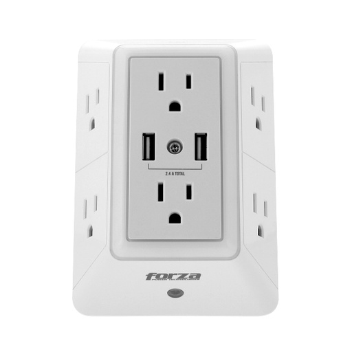 [FWT-6201USB] Tomacorriente Forza 110V/220V 6 NEMA 2 USB 1875W
