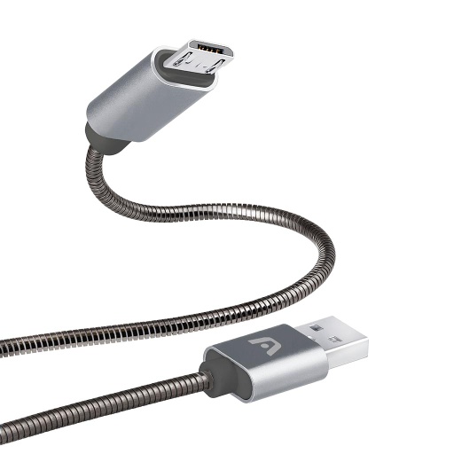 [ARG-CB-0026GR] Cable USB a Micro USB Argom 1m  Forrado Metalizado ARG-CB-0026GR